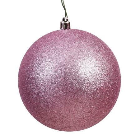VICKERMAN Mauve Glitter Drilled Ball Ornament, 2.75 in., 12PK N590745DG